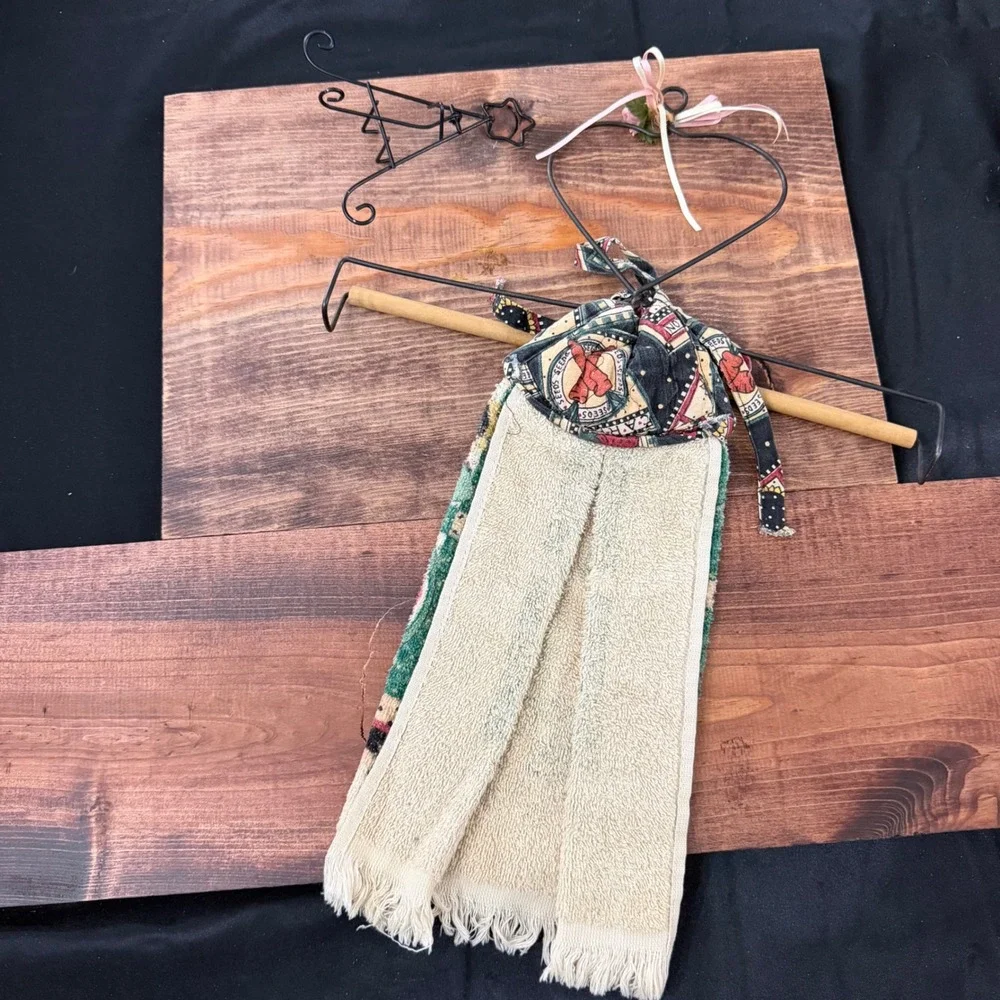 Handmade Primitive Country Kitchen Towel Set Watermelon Sunflower Heart Hanger